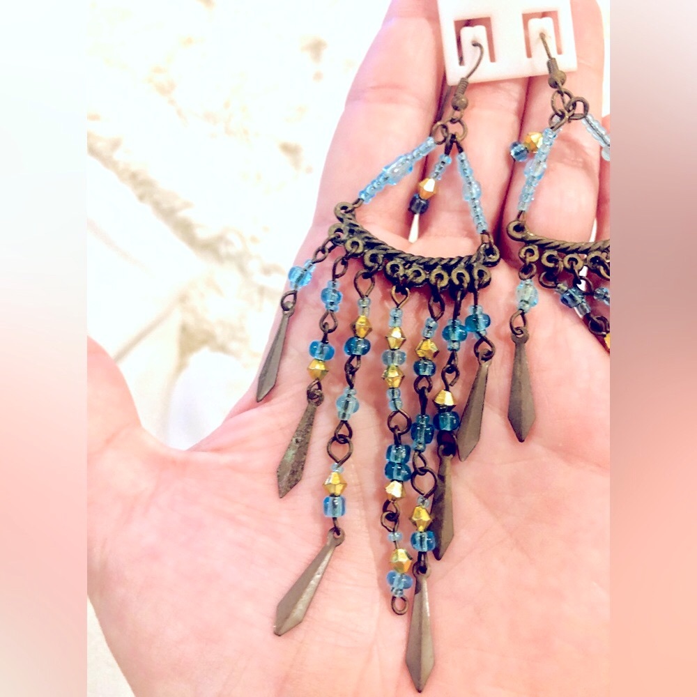 Blue and copper vintage earrings